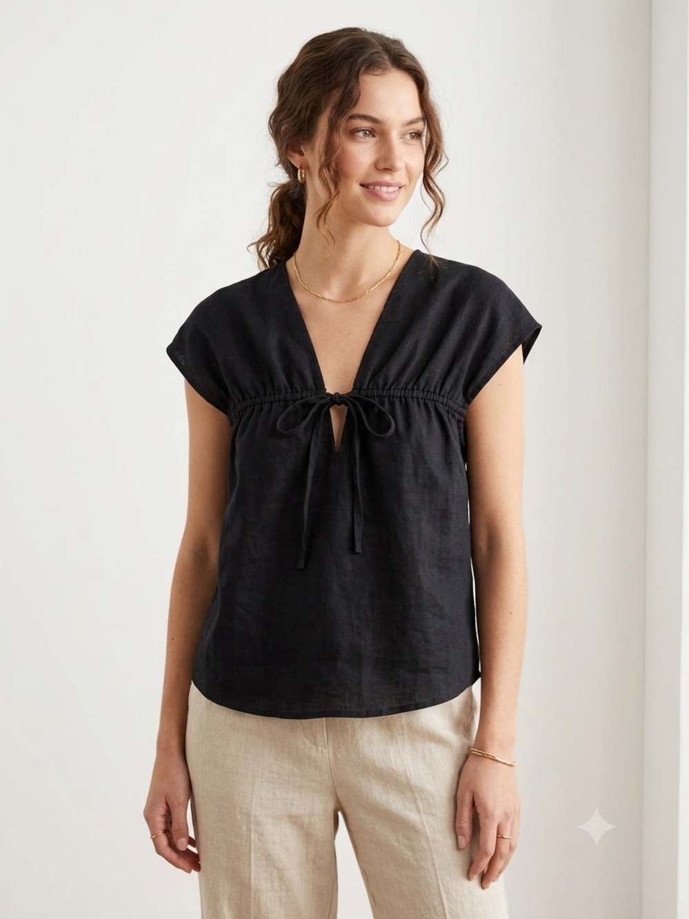 Banana Republic 100% Linen Black Top , Small